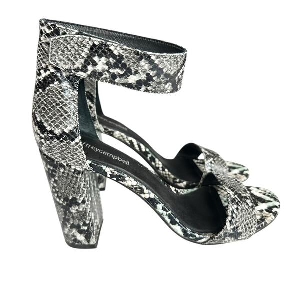 Jeffrey Campbell Lindsay Heeled Sandals Black Grey Snake Animal Print Size 7.5 - Picture 9 of 15